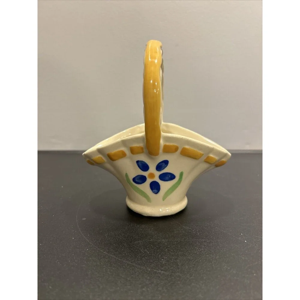 Vintage Shawnee USA Ceramic Basket #640 Hand Painted Flower Candy Dish
